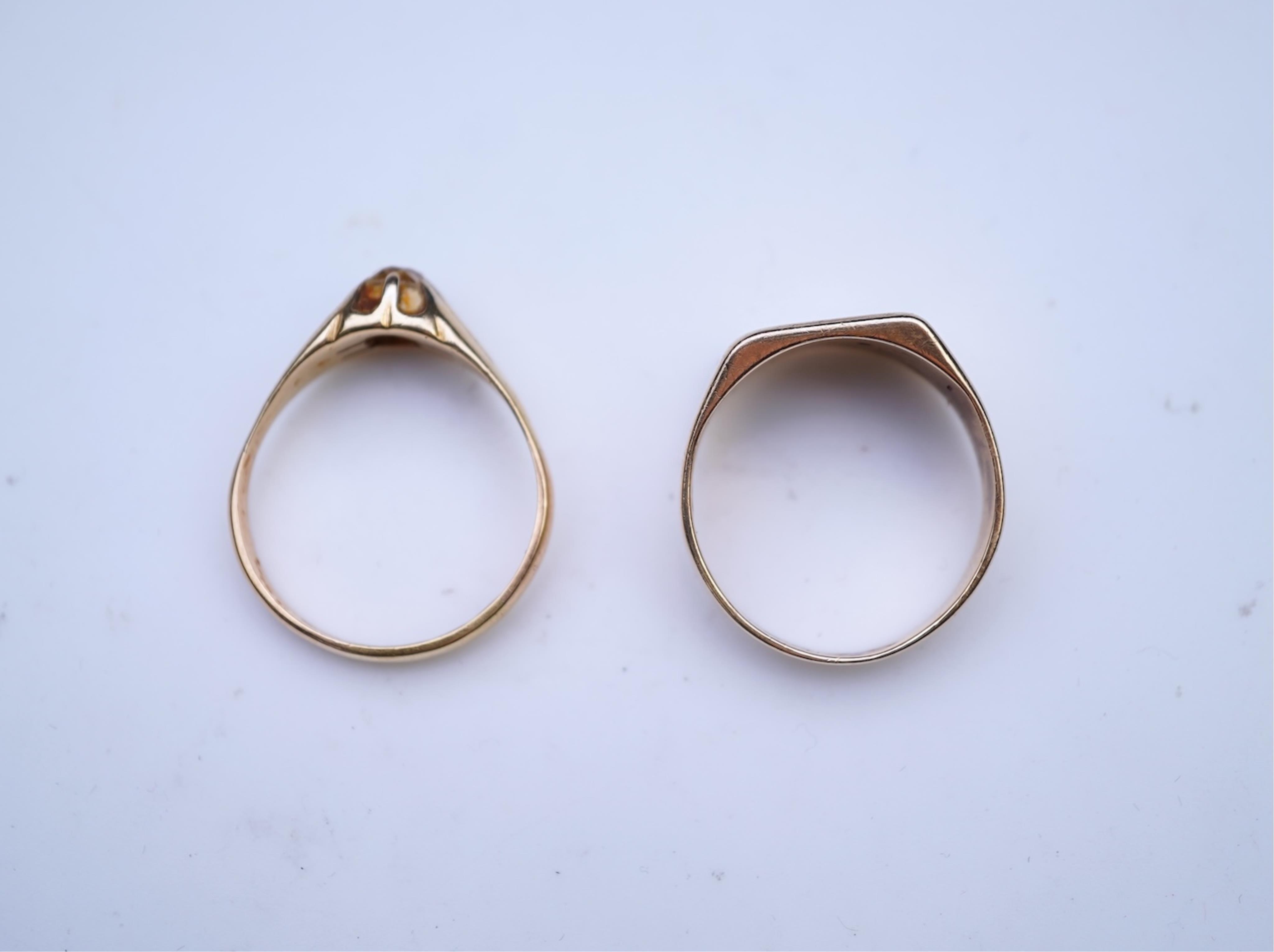 Two gold and diamond rings